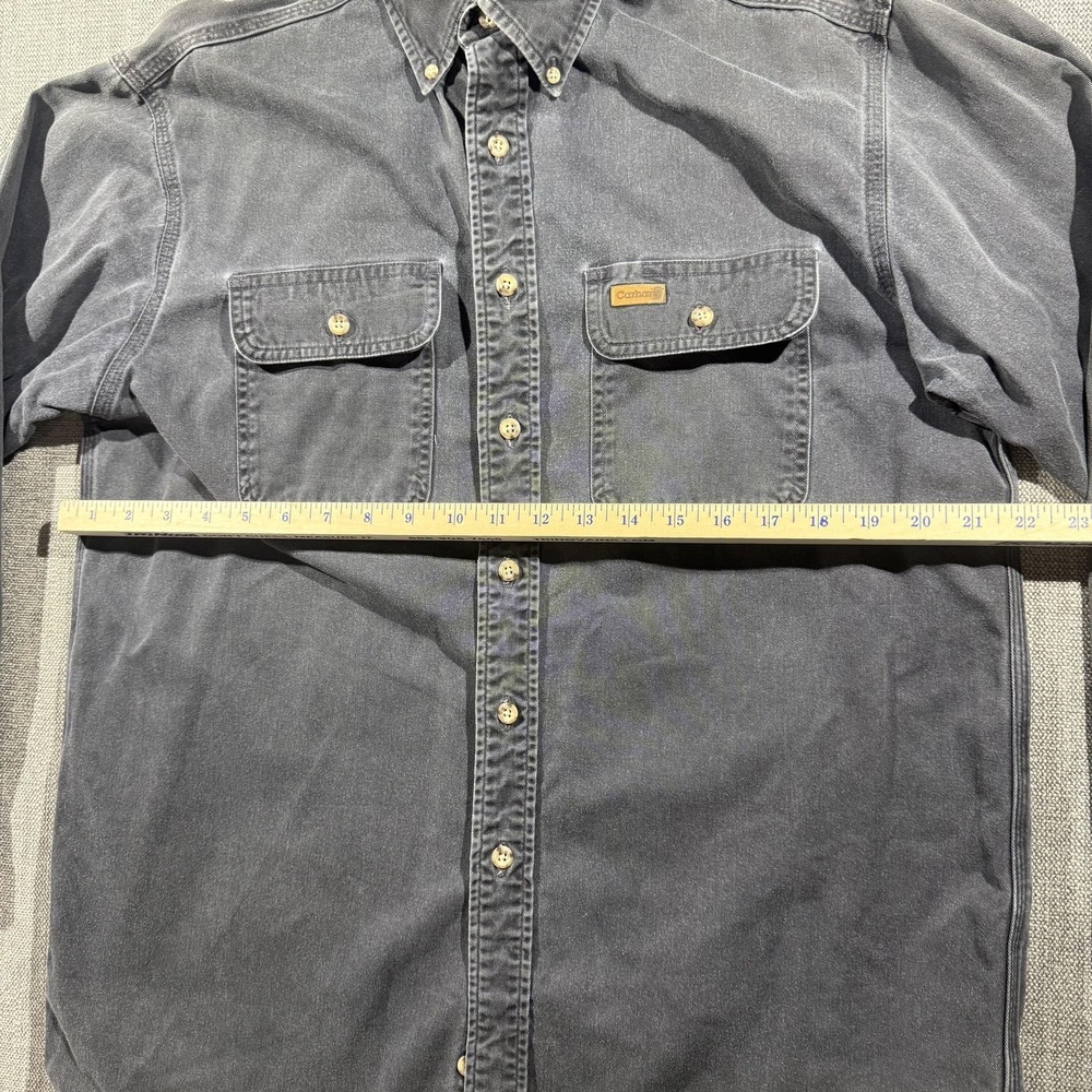 Carhartt Shirt Mens XL Gray Denim Long Sleeve Button Up Workwear Casual - Picture 5 of 8